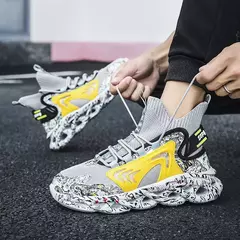Alta-topo masculino running sock sapatos graffiti na moda adolescentes ultraleve tênis anti-deslizamento ao ar livre jogging calçados tamanho ue 39-46 - comprar online