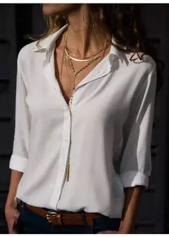 Blusa elegante de manga comprida feminina, com decote em v sólido, camisas femininas de trabalho, tops grandes, primavera e verão, 2023