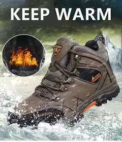 Botas de neve de couro impermeáveis masculinas, super quentes, ao ar livre, caminhadas, trabalho, sapatos de viagem, inverno, tamanho 39-47 - Wolf Magazine