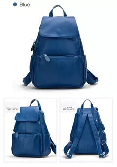 Mochila Zency-Anti-Roubo de Couro Feminina, Mochila de Grande Capacidade, Bolsa Designer de Viagem, Couro Branco, Qualidade, Elegante, A ++ - loja online