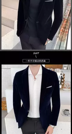 Blazer de veludo dourado masculino, terno slim fit, jaqueta casual, traje de cantor noivo, vestido de noite formal de alta qualidade, moda outono e inverno - Wolf Magazine