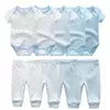 Conjuntos de roupas de algodão unissex para bebê recém-nascido, bodysuits e calças, desenhos animados, manga curta, bebê menino e menina, 6 unid, 9 unid, 10 unid