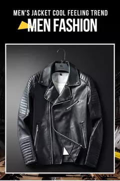 Jaqueta de couro PU para homens, casaco com zíper oblíquo, streetwear para outono e inverno, tamanho asiático M-XXXL, 14 - comprar online