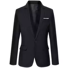 Blazer fino monocromático para homens, jaqueta de escritório masculina, tamanho grande, preto e azul, casaco de casamento coreano - loja online