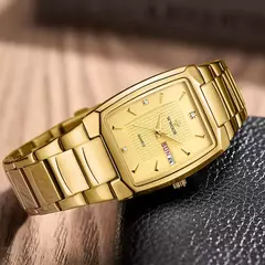 WWOOR-Relógio de quartzo quadrado de luxo masculino, Aço inoxidável, Automático, Semana, Data, Ouro, Relógios de pulso, Relogio masculino, Novo, 2022 na internet