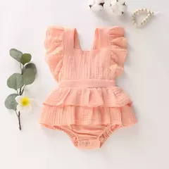 2023 Verão Bebê Recém-nascido Meninas Bodysuits Roupas Princesa Ruffle Algodão Macacão Bonito Criança Backless Lace Up Bow Beach Outfits