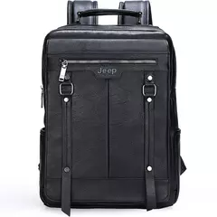 Imagem do JEEP BULUO-Bolsa Masculina Casual para Laptop, Mochila de Couro Dividido, Bolsa para Computador, Alta Capacidade, Nova Tendência