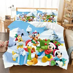 Natal mickey minnie jogo de cama capa edredon fronha casa têxtil roupa crianças presente cama king size conjunto na internet
