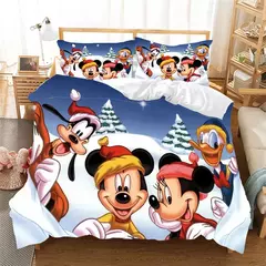 Natal mickey minnie jogo de cama capa edredon fronha casa têxtil roupa crianças presente cama king size conjunto - comprar online