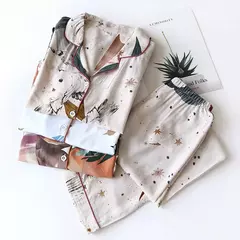 Pijama de manga comprida para senhoras, pijamas, pijamas femininos, 100% viscose, plus size, 3XL, novo para primavera e verão