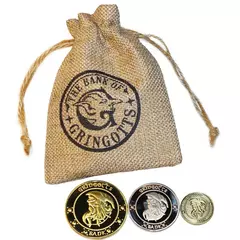 3 pçs/set Harri Potter Cosplay Coleção Gringott Banco Coin Collection Nobre Escola de Magia Mundo Mágico Presente Moedas e Bolsa - loja online