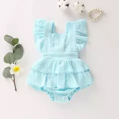 Imagem do 2023 Verão Bebê Recém-nascido Meninas Bodysuits Roupas Princesa Ruffle Algodão Macacão Bonito Criança Backless Lace Up Bow Beach Outfits