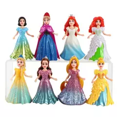 4-12-18-24 Pçs/set 5-12cm Q Posket Magos Clipe Vestido de Princesa Branca de Neve Cinderela Sereia Belle Elsa Action Figure Modelo Brinquedos - Wolf Magazine