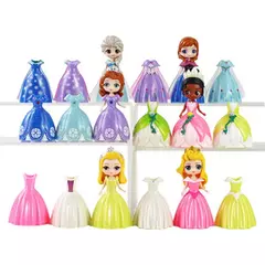 4-12-18-24 Pçs/set 5-12cm Q Posket Magos Clipe Vestido de Princesa Branca de Neve Cinderela Sereia Belle Elsa Action Figure Modelo Brinquedos na internet