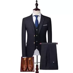 Blazer colete calças masculinas terno de moda boutique xadrez casual negócios masculino noivo casamento smoking vestido 3 pçs ou 2 pcs conjunto smoking na internet