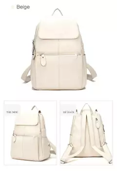 Mochila Zency-Anti-Roubo de Couro Feminina, Mochila de Grande Capacidade, Bolsa Designer de Viagem, Couro Branco, Qualidade, Elegante, A ++ - Wolf Magazine