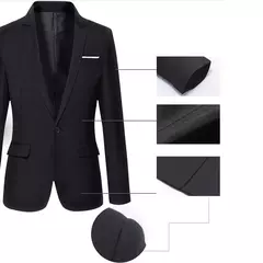 Blazer fino monocromático para homens, jaqueta de escritório masculina, tamanho grande, preto e azul, casaco de casamento coreano - Wolf Magazine