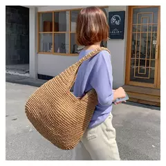 Gusure casual palha sacos de ombro das mulheres de vime tecido senhoras bolsas artesanais praia verão grandes totes saco bohemia