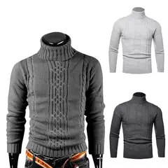 Suéter de gola alta masculino, pulôver casual, grosso, alta qualidade, inverno - Wolf Magazine