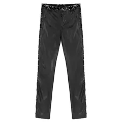 Calças de couro dos homens magro ajuste elástico estilo moda couro do plutônio calças da motocicleta para festa palco desempenho clube noite na internet