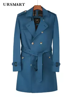 Longo blusão homens, off white casaco duplo à prova de chuva, cavalheiro britânico, à prova de chuva e respirável, forro de lã gabardine
