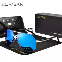 Imagem do AOWEAR-Óculos polarizados aviação para homens, óculos de sol espelho de direção, óculos piloto clássico, marca masculina Design
