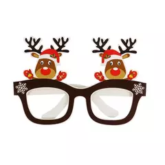 Santa Claus Paper Glasses Frame, Xmas Tree Elk, Photo Prop, Decorações de Natal, Ano Novo, Kids Gift, 9pcs