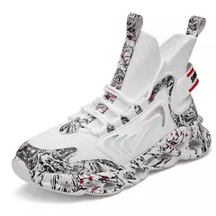Alta-topo masculino running sock sapatos graffiti na moda adolescentes ultraleve tênis anti-deslizamento ao ar livre jogging calçados tamanho ue 39-46 - comprar online