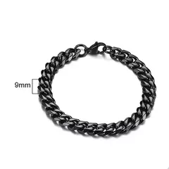 Pulseiras de corrente cubana de 3 a 11mm para homens e mulheres, pulseira de corrente de cor dourada prata preta de aço inoxidável, presente de joias casuais