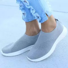 Sapato branco slip-on plano para mulheres, tênis leves, sapatilhas casuais com cesta, verão e outono - comprar online