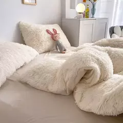 Conjunto de cama luxuoso preto macio, capa de edredão Shaggy, 2 fronhas, zíper, veludo macio, 3pcs - comprar online