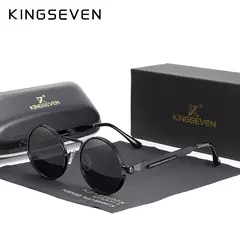 KINGSEVEN-Gothic Steampunk Polarized Sunglasses para Homens e Mulheres, Frame de Metal Redondo, Brand Designer, Alta Qualidade, Vintage na internet