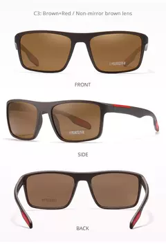 Óculos de sol ultra leves Kdeam retangulares para homens e mulheres, TAC polarizado, lente espessura, óculos de sol para condução, esportes, Cat.3, TR90, 1.1mm - Wolf Magazine