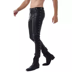Calças de couro dos homens magro ajuste elástico estilo moda couro do plutônio calças da motocicleta para festa palco desempenho clube noite - comprar online