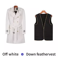 Longo blusão homens, off white casaco duplo à prova de chuva, cavalheiro britânico, à prova de chuva e respirável, forro de lã gabardine - comprar online