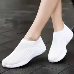 Tênis slip-on vulcanizados para mulheres, sapatos baixos, mocassins ambulantes, plus size 42, alta qualidade - comprar online