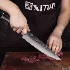 XITUO-Laser Damasco Padrão Facas de Cozinha Set, Faca Chef, Ultra-Sharp, Santoku, Cutelo, Corte, Utilidade, Fruta, 1-10pcs - comprar online