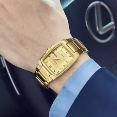 WWOOR-Relógio de quartzo quadrado de luxo masculino, Aço inoxidável, Automático, Semana, Data, Ouro, Relógios de pulso, Relogio masculino, Novo, 2022 - comprar online
