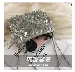 Lantejoula prata strass borla sacos de ombro para mulheres, bolsa pequena cadeia, embreagem elegante senhoras festa noite, moda luxo design