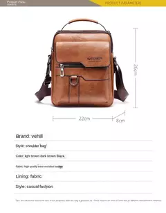 Bolsa de Ombro de Couro PU Masculina, Bolsas Crossbody, Business Flap, Mensageiro Sólido Masculino, Bolsa de Viagem, iPad, 9.7 ", iPad, Brand