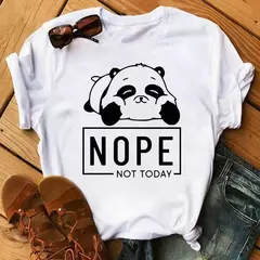 Maycaur-camiseta de manga curta para mulher, top solto com estampa de panda fofa, casual e solta, verão na internet