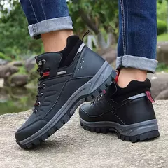Botas de neve de couro quente masculinas, tênis de caminhada ao ar livre, sapat - comprar online