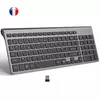 Conjunto de Teclado Sem Fio Francês, Layout AZERTY, Ultra Fino, 2.4G, Silencioso, Chave de Tesoura Compacta, Mac, Windows, PC, Laptop, TV Box