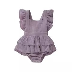 2023 Verão Bebê Recém-nascido Meninas Bodysuits Roupas Princesa Ruffle Algodão Macacão Bonito Criança Backless Lace Up Bow Beach Outfits