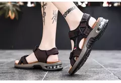 Sandálias masculinas de verão de couro genuíno, chinelos masculinos, gladiador, praia, macio, confortável, ao ar livre, sapatos vadeando, marca, 38-46 - comprar online