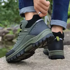 Botas de neve de couro quente masculinas, tênis de caminhada ao ar livre, sapat - Wolf Magazine