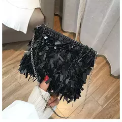 Lantejoula prata strass borla sacos de ombro para mulheres, bolsa pequena cadeia, embreagem elegante senhoras festa noite, moda luxo design - Wolf Magazine