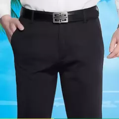 Calça casual elástica de seda no gelo masculina, calça larga fina de meia idade e idosa, verão na internet
