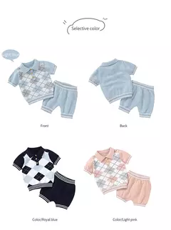 Tops e calças de manga curta para bebê, criança, meninos, roupas de meninas, roupas recém-nascidas, roupas infantis, verão, moda, 2pcs, 0-18m - loja online