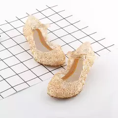 Sandálias de cristal princesa geléia sapatos de salto alto meninas princesa sapatos crianças cosplay festa sapatos de dança - loja online